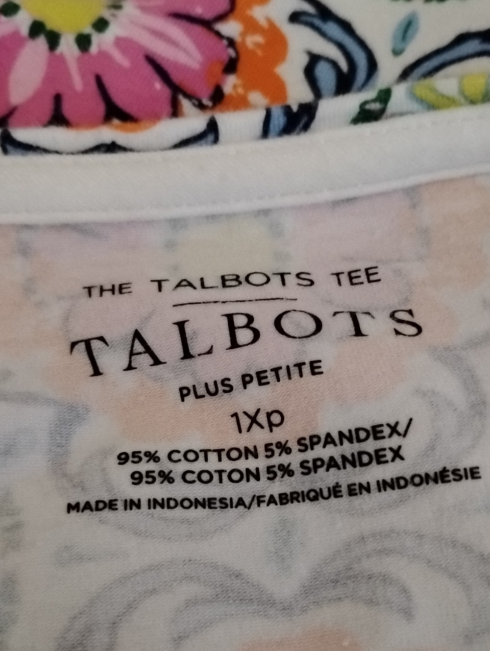 Talbots Bright Floral Medallion Tee in Pink, Coral Green Orange Blue Pink - Picture 6 of 7